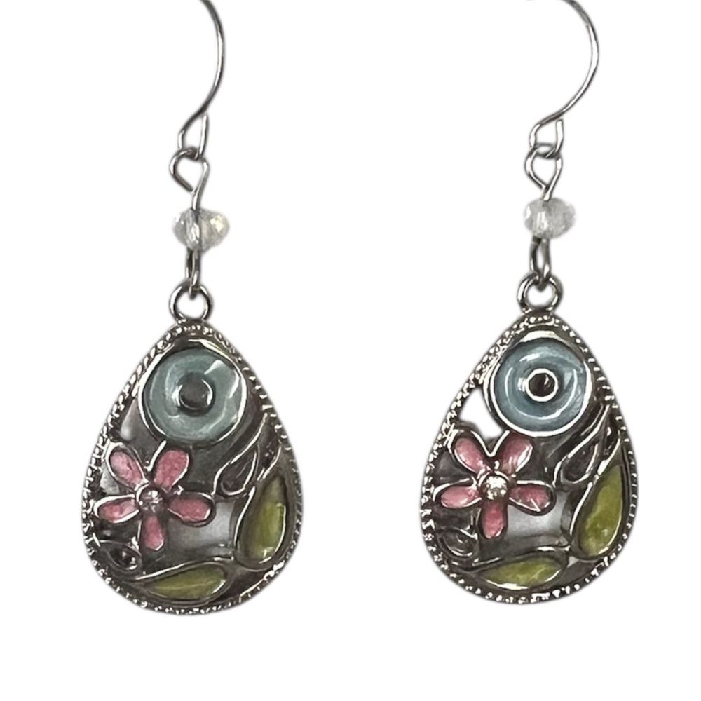 5/$25 Floral Silver and Pastel Earrings